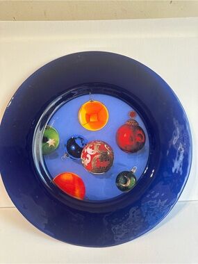 Holiday Ornament Decorative Charger Plate / Platter - Blue